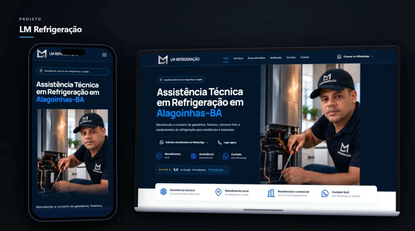 Screenshot of the LM Refrigeração project